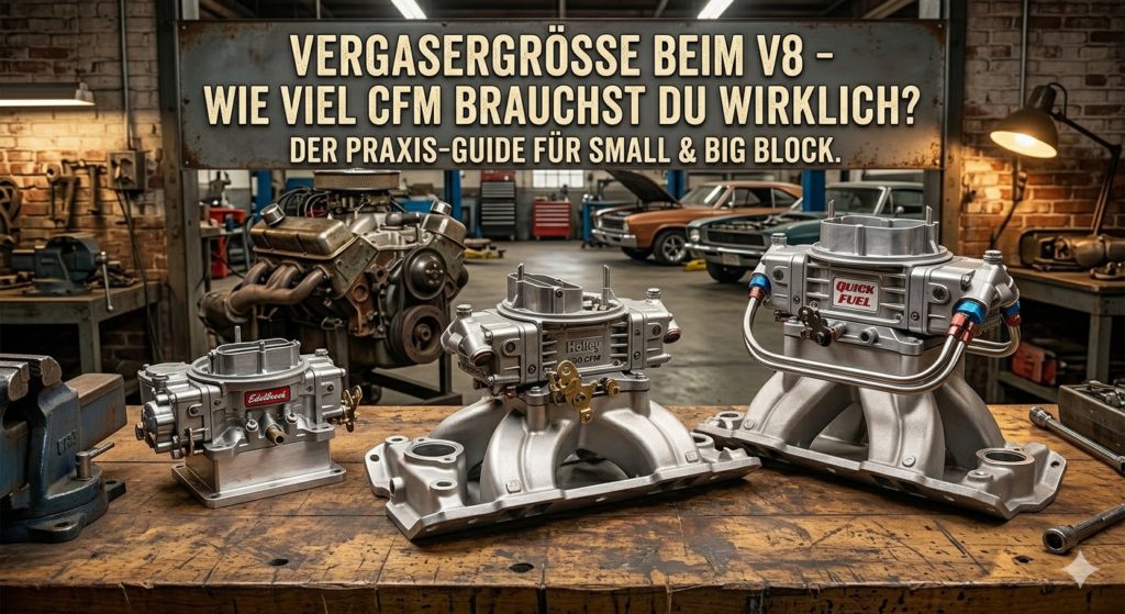 Vergleich zwischen kleinem und großem V8 Vergaser mit unterschiedlichen Venturi Größen