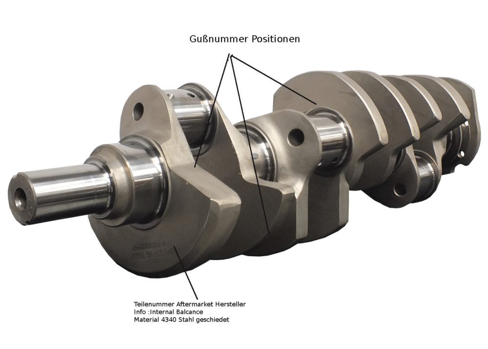 Kurbelwelle mit Positionen