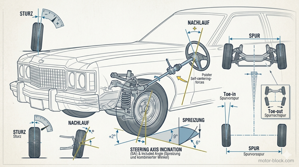 Detail einer Vorderachse von einem Straßenkreuzer
